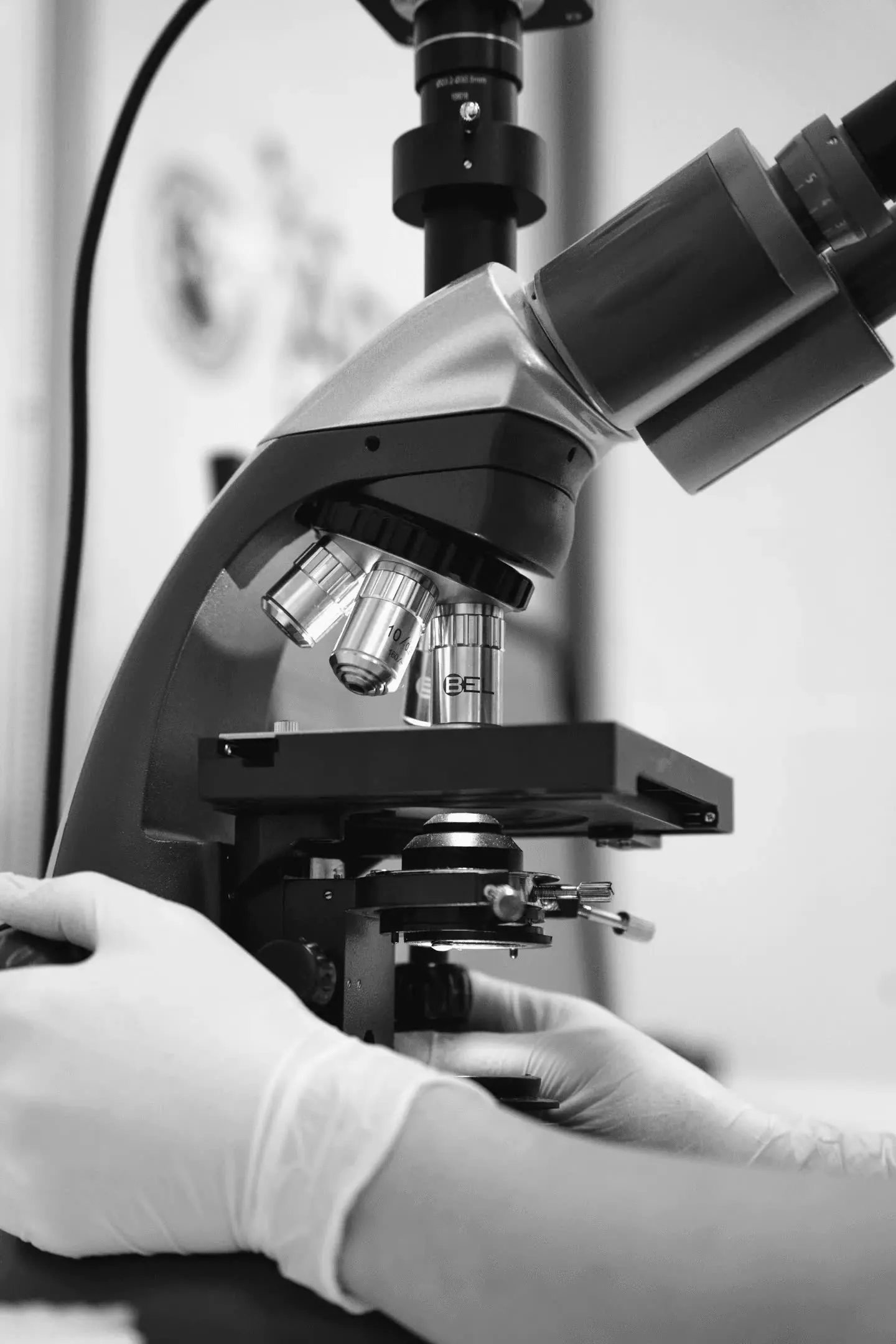 Someone using a microscope
